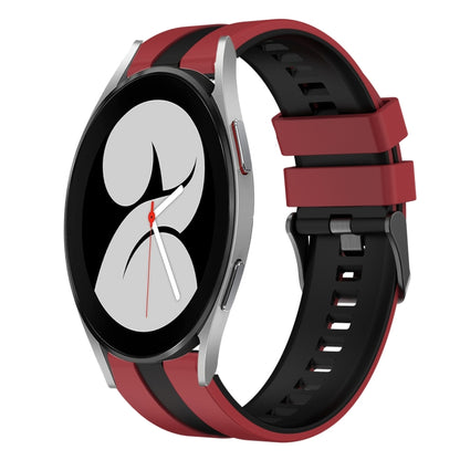 For Samsung Galaxy Watch 4 40mm 20mm Two Color Sports Silicone Watch Band(Red+Black) by bashfashion