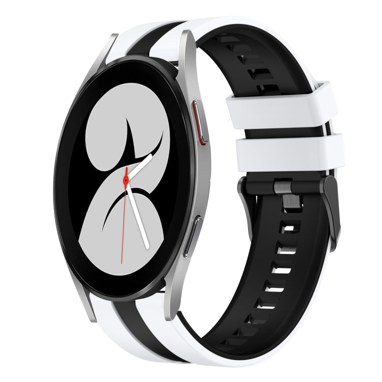 For Samsung Galaxy Watch 4 40mm 20mm Two Color Sports Silicone Watch Band(White+Black) by bashfashion