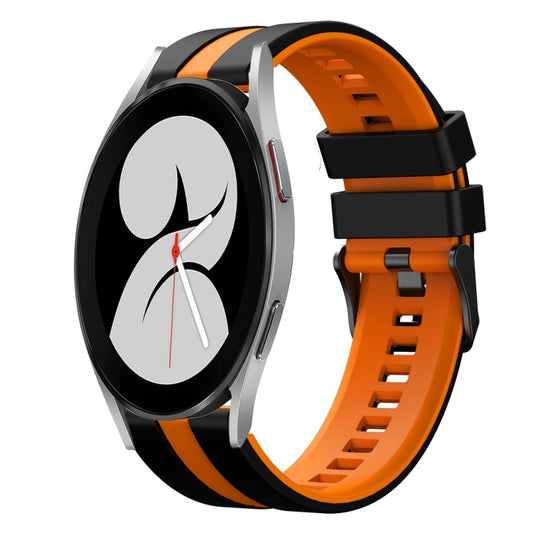 For Samsung Galaxy Watch 4 40mm 20mm Two Color Sports Silicone Watch Band(Black+Orange) by bashfashion