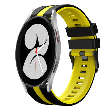 For Samsung Galaxy Watch 4 40mm 20mm Two Color Sports Silicone Watch Band(Black+Yellow) by bashfashion