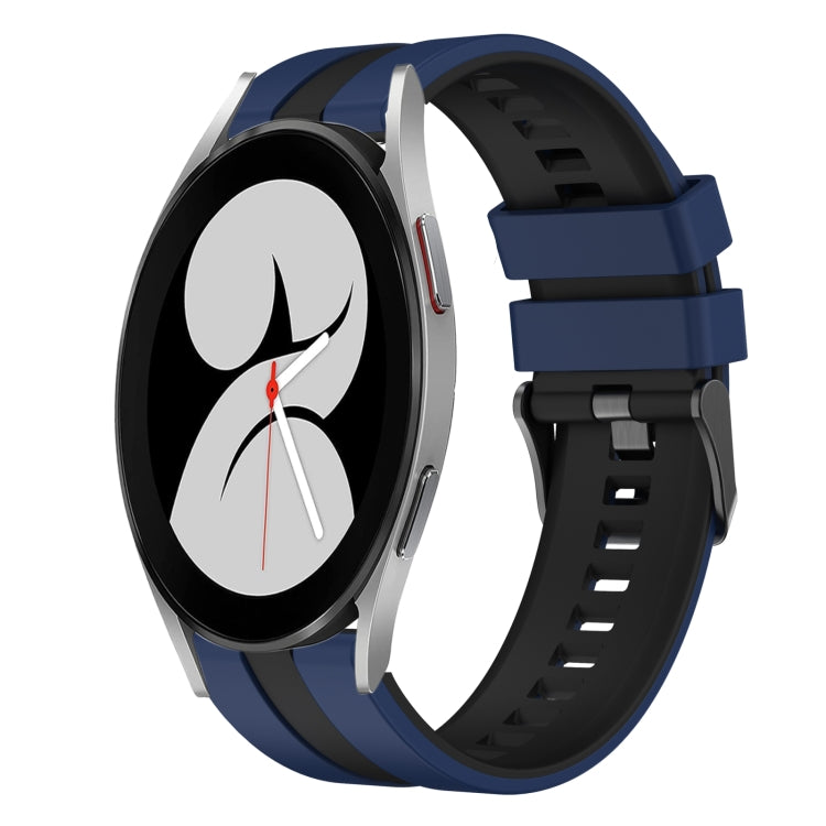 For Samsung Galaxy Watch 4 40mm 20mm Two Color Sports Silicone Watch Band(Blue+Black) by bashfashion