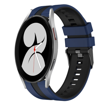 For Samsung Galaxy Watch 4 40mm 20mm Two Color Sports Silicone Watch Band(Blue+Black) by bashfashion