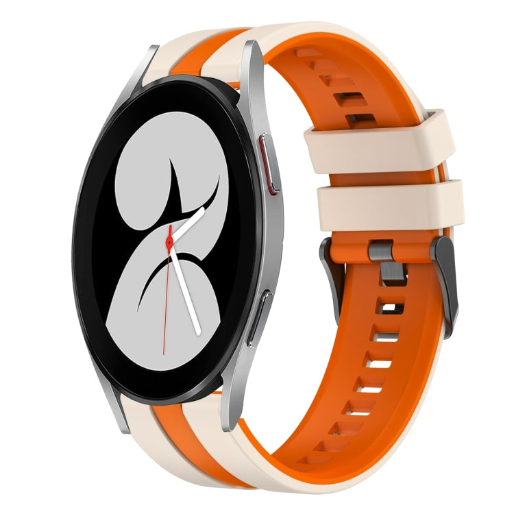For Samsung Galaxy Watch 4 40mm 20mm Two Color Sports Silicone Watch Band(Starlight+Orange) by bashfashion