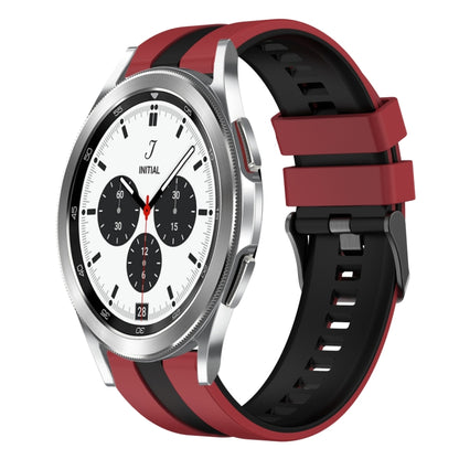 For Samsung Galaxy Watch 4 Classic 42mm 20mm Two Color Sports Silicone Watch Band(Red+Black) by bashfashion