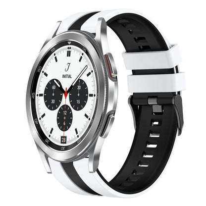For Samsung Galaxy Watch 4 Classic 42mm 20mm Two Color Sports Silicone Watch Band(White+Black) by bashfashion
