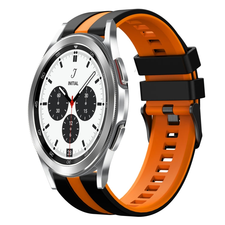 For Samsung Galaxy Watch 4 Classic 42mm 20mm Two Color Sports Silicone Watch Band(Black+Orange) by bashfashion
