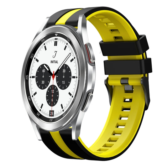 For Samsung Galaxy Watch 4 Classic 42mm 20mm Two Color Sports Silicone Watch Band(Black+Yellow) by bashfashion