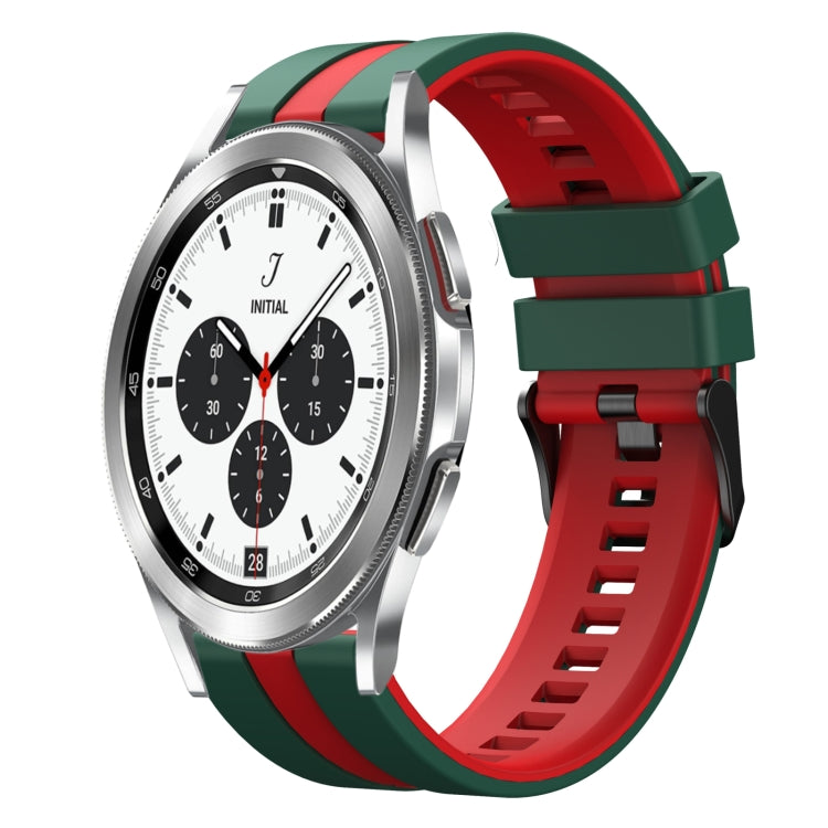 For Samsung Galaxy Watch 4 Classic 42mm 20mm Two Color Sports Silicone Watch Band(Green+Red) by bashfashion