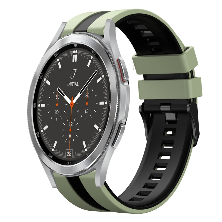 For Samsung Galaxy Watch 4 Classic 46mm 20mm Two Color Sports Silicone Watch Band(Light Green+Black) by bashfashion