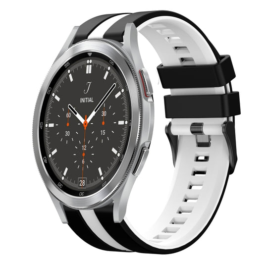 For Samsung Galaxy Watch 4 Classic 46mm 20mm Two Color Sports Silicone Watch Band(Black+White) by bashfashion