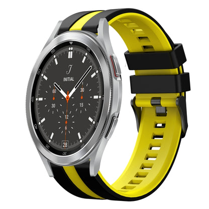 For Samsung Galaxy Watch 4 Classic 46mm 20mm Two Color Sports Silicone Watch Band(Black+Yellow) by bashfashion