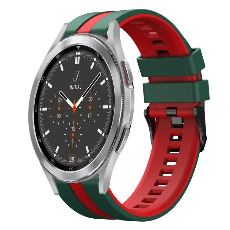 For Samsung Galaxy Watch 4 Classic 46mm 20mm Two Color Sports Silicone Watch Band(Green+Red) by bashfashion