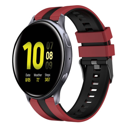 For Samsung Galaxy Watch Active 2 40mm 20mm Two Color Sports Silicone Watch Band(Red+Black) by bashfashion