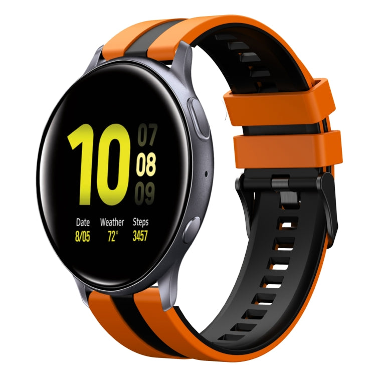 For Samsung Galaxy Watch Active 2 40mm 20mm Two Color Sports Silicone Watch Band(Orange+Black) by bashfashion