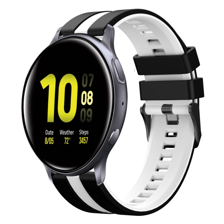 For Samsung Galaxy Watch Active 2 40mm 20mm Two Color Sports Silicone Watch Band(Black+White) by bashfashion