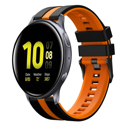 For Samsung Galaxy Watch Active 2 40mm 20mm Two Color Sports Silicone Watch Band(Black+Orange) by bashfashion