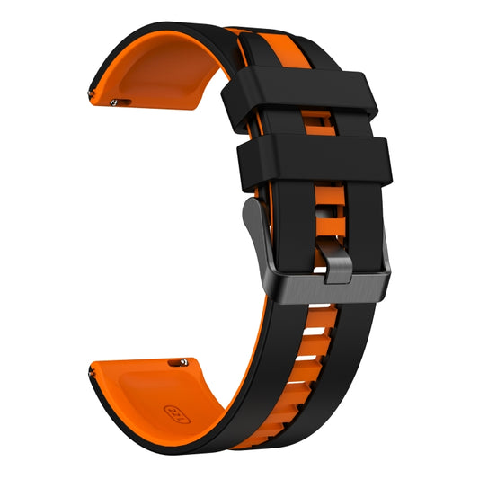 For Samsung Galaxy Watch Active 2 40mm 20mm Two Color Sports Silicone Watch Band(Black+Orange) by bashfashion