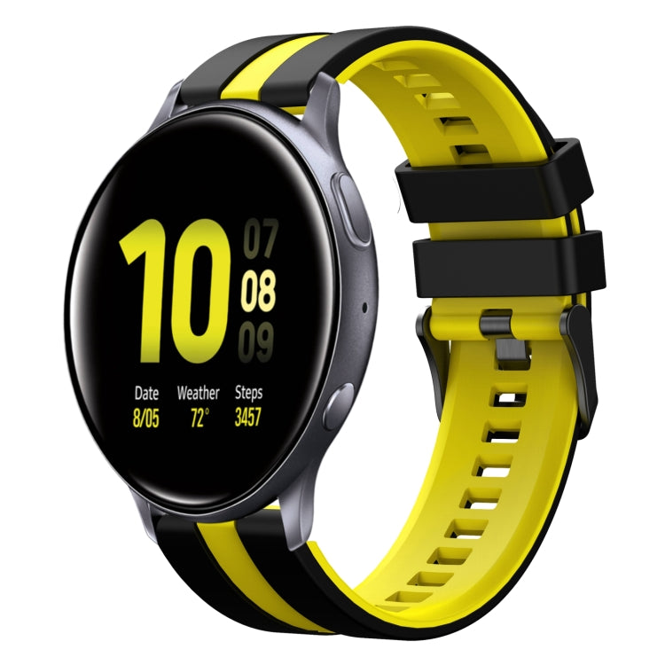 For Samsung Galaxy Watch Active 2 40mm 20mm Two Color Sports Silicone Watch Band(Black+Yellow) by bashfashion