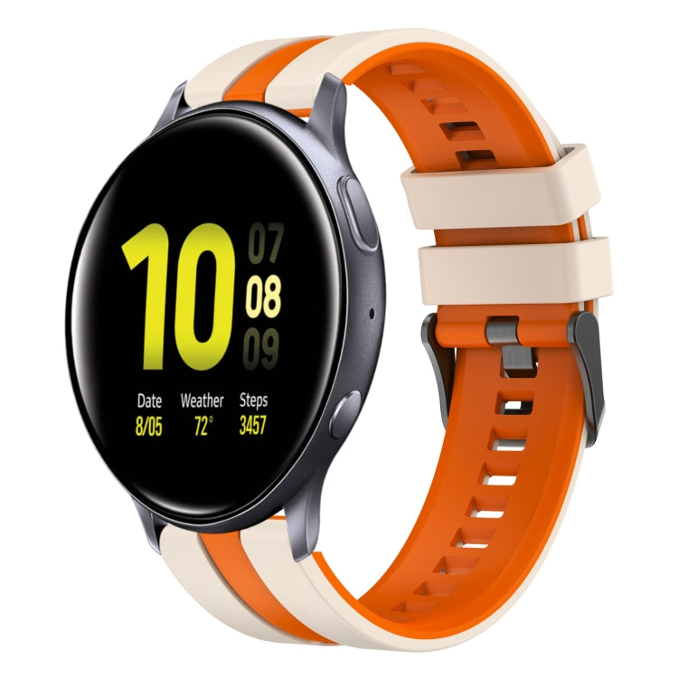 For Samsung Galaxy Watch Active 2 40mm 20mm Two Color Sports Silicone Watch Band(Starlight+Orange) by bashfashion