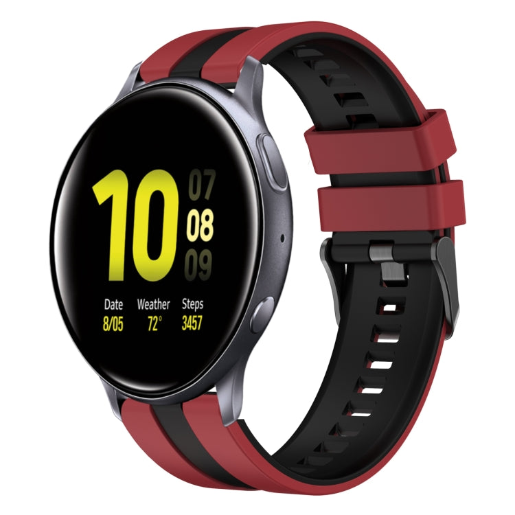 For Samsung Galaxy Watch Active 2 44mm 20mm Two Color Sports Silicone Watch Band(Red+Black) by bashfashion