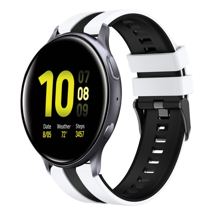 For Samsung Galaxy Watch Active 2 44mm 20mm Two Color Sports Silicone Watch Band(White+Black) by bashfashion