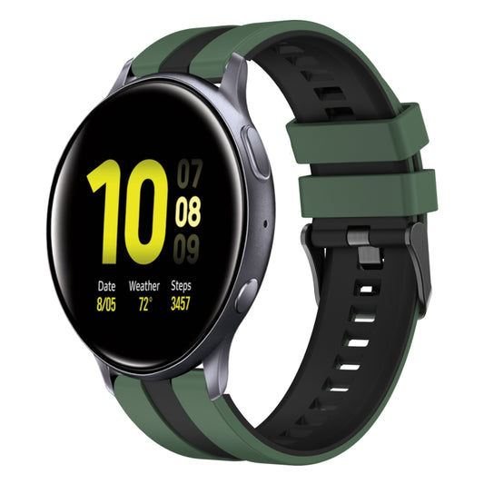 For Samsung Galaxy Watch Active 2 44mm 20mm Two Color Sports Silicone Watch Band(Olive Green+Black) by bashfashion