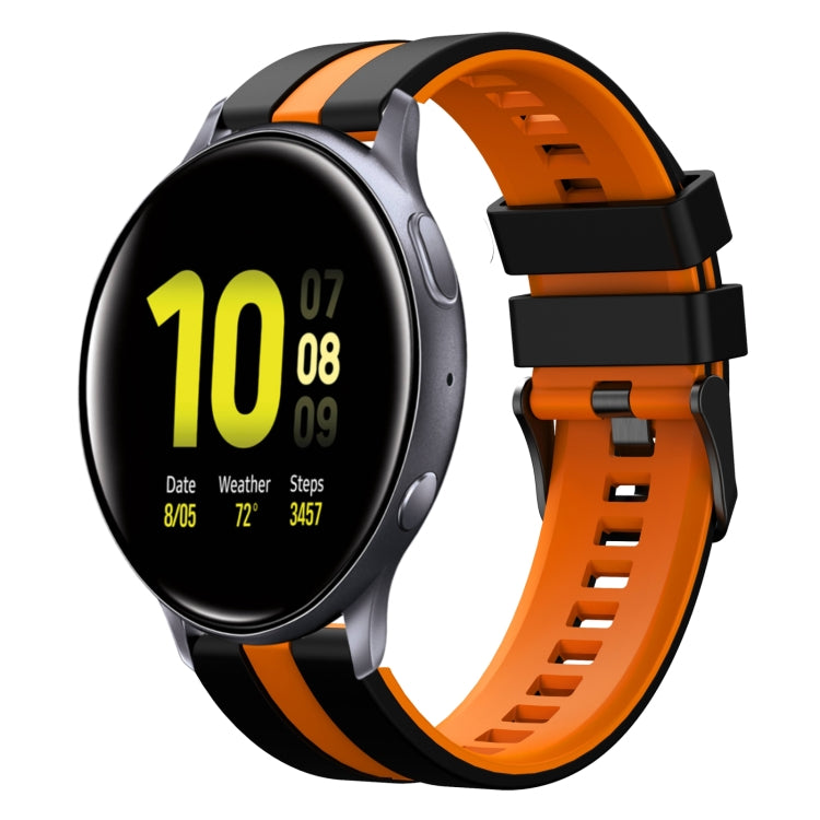 For Samsung Galaxy Watch Active 2 44mm 20mm Two Color Sports Silicone Watch Band(Black+Orange) by bashfashion