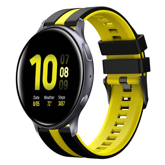 For Samsung Galaxy Watch Active 2 44mm 20mm Two Color Sports Silicone Watch Band(Black+Yellow) by bashfashion