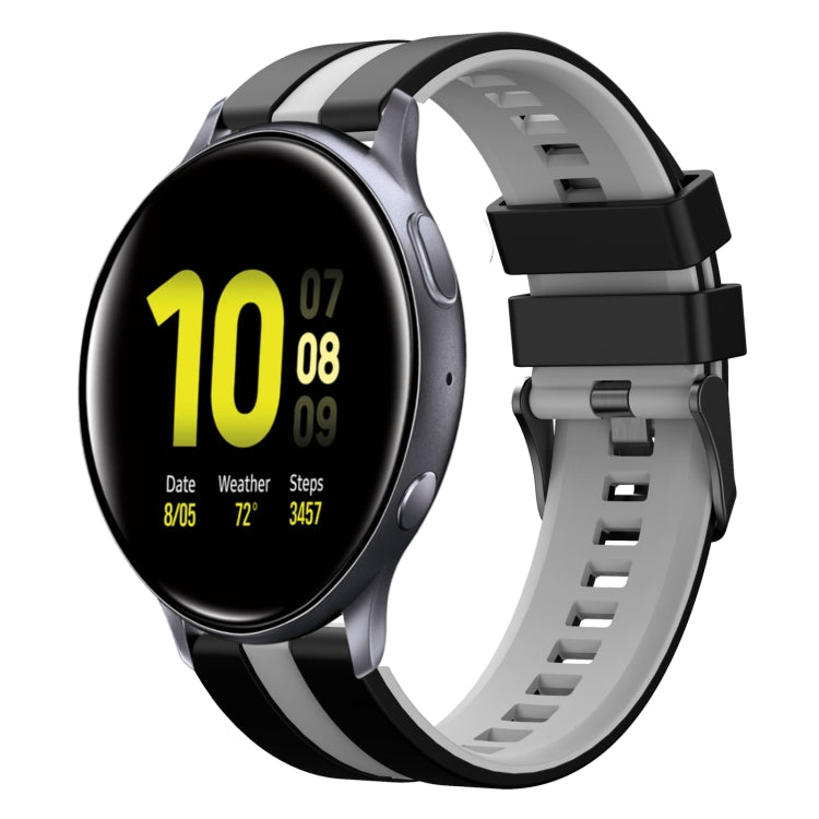 For Samsung Galaxy Watch Active 2 44mm 20mm Two Color Sports Silicone Watch Band(Black+Grey) by bashfashion
