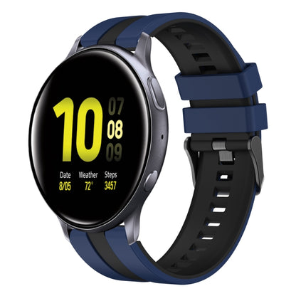 For Samsung Galaxy Watch Active 2 44mm 20mm Two Color Sports Silicone Watch Band(Blue+Black) by bashfashion