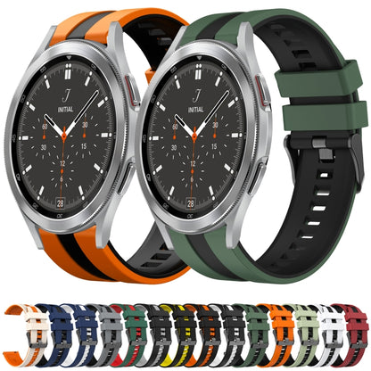 For Samsung Galaxy Watch 6 Classic 43mm 20mm Two Color Sports Silicone Watch Band(Black+Grey) by bashfashion