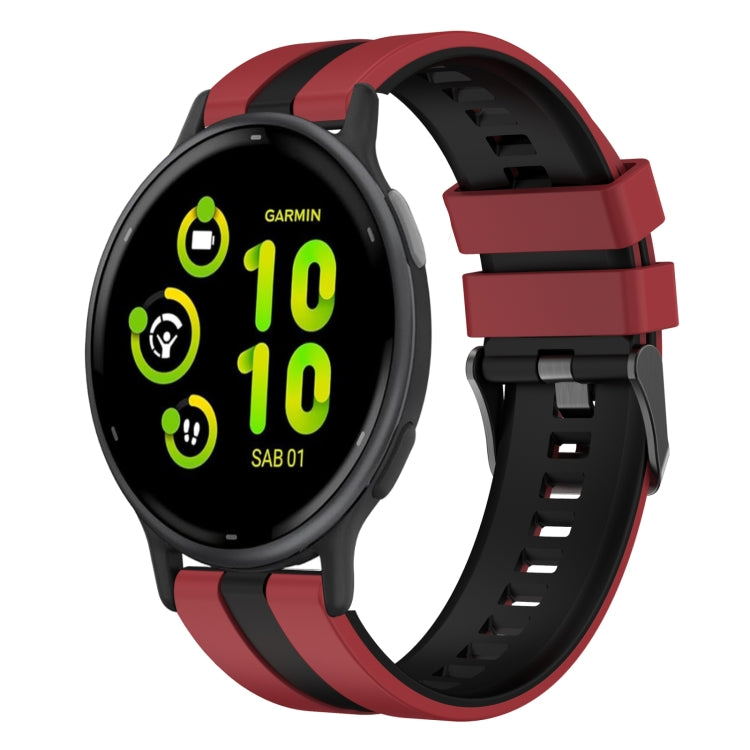 For Garmin Vivoactive 5 20mm Two Color Sports Silicone Watch Band(Red+Black) by bashfashion