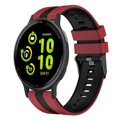 For Garmin Vivoactive 5 20mm Two Color Sports Silicone Watch Band(Red+Black) by bashfashion