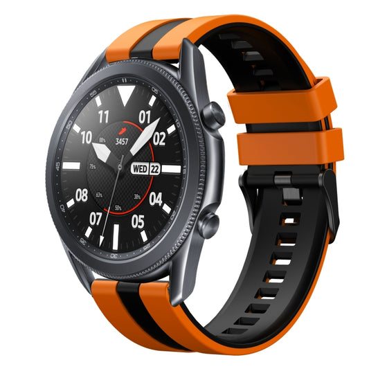 For Samsung Galaxy Watch3 45mm 22mm Two Color Sports Silicone Watch Band(Orange+Black) by bashfashion