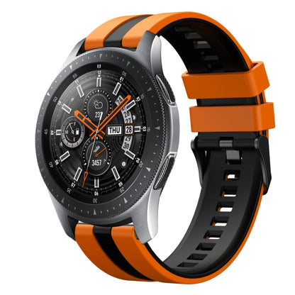 For Samsung Galaxy Watch 46mm 22mm Two Color Sports Silicone Watch Band(Orange+Black) by bashfashion