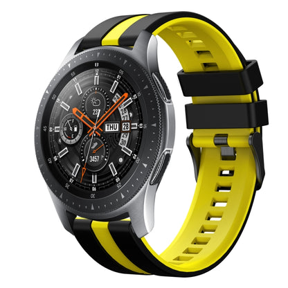 For Samsung Galaxy Watch 46mm 22mm Two Color Sports Silicone Watch Band(Black+Yellow) by bashfashion