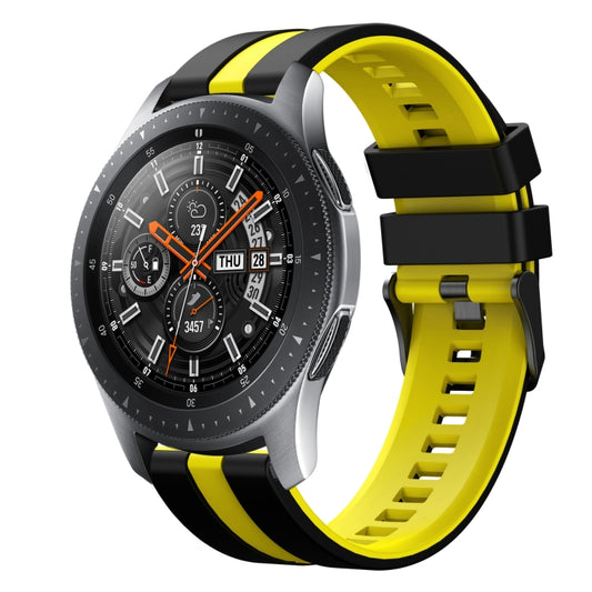 For Samsung Galaxy Watch 46mm 22mm Two Color Sports Silicone Watch Band(Black+Yellow) by bashfashion