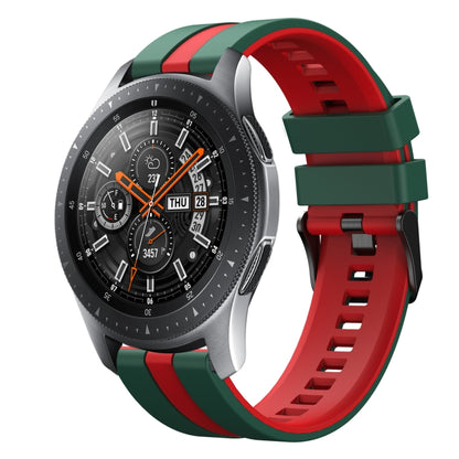 For Samsung Galaxy Watch 46mm 22mm Two Color Sports Silicone Watch Band(Green+Red) by bashfashion