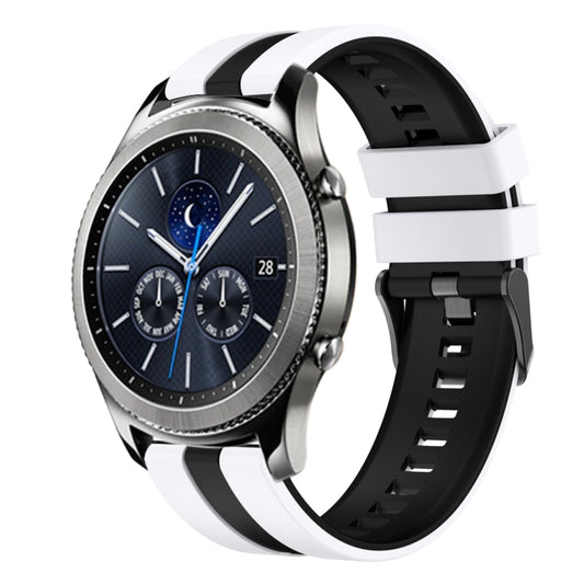 For Samsung Gear S3 Classic 22mm Two Color Sports Silicone Watch Band(White+Black) by bashfashion