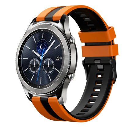 For Samsung Gear S3 Classic 22mm Two Color Sports Silicone Watch Band(Orange+Black) by bashfashion
