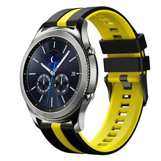 For Samsung Gear S3 Classic 22mm Two Color Sports Silicone Watch Band(Black+Yellow) by bashfashion