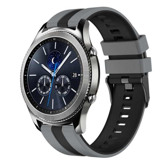 For Samsung Gear S3 Classic 22mm Two Color Sports Silicone Watch Band(Grey+Black) by bashfashion
