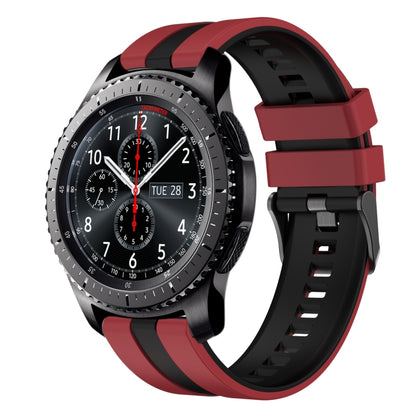 For Samsung Gear S3 Frontier 22mm Two Color Sports Silicone Watch Band(Red+Black) by bashfashion