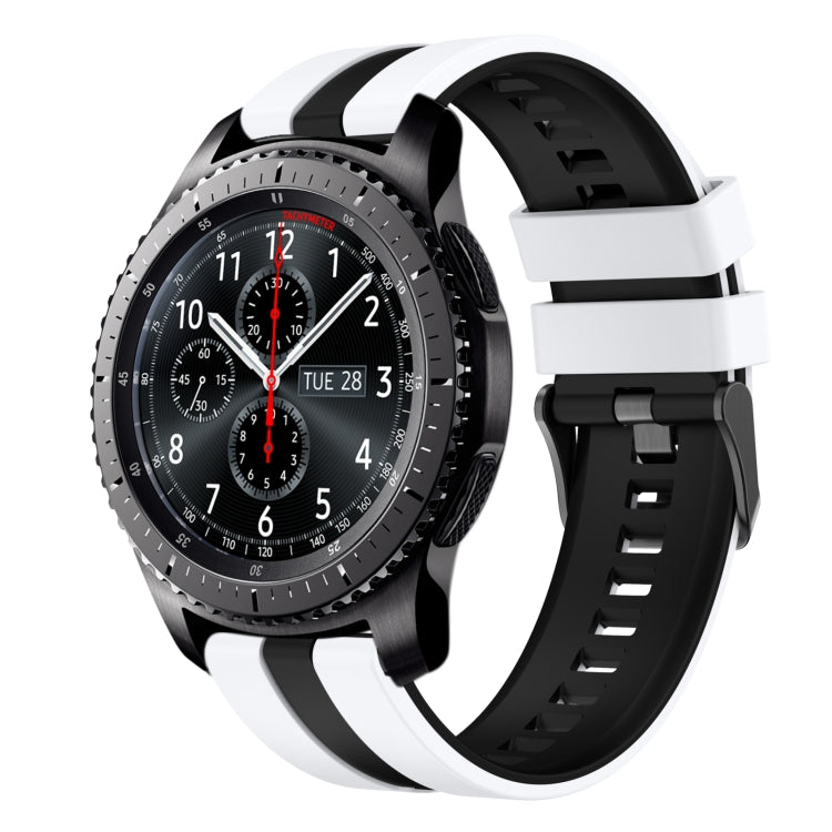 For Samsung Gear S3 Frontier 22mm Two Color Sports Silicone Watch Band(White+Black) by bashfashion