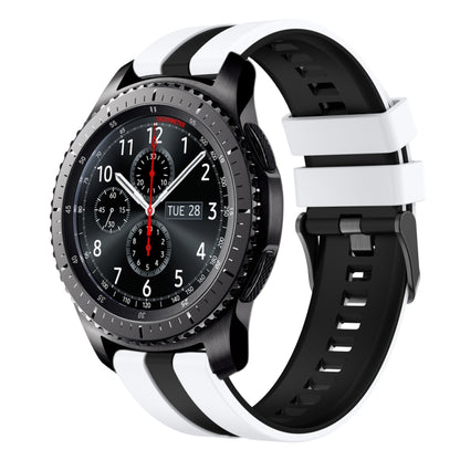 For Samsung Gear S3 Frontier 22mm Two Color Sports Silicone Watch Band(White+Black) by bashfashion