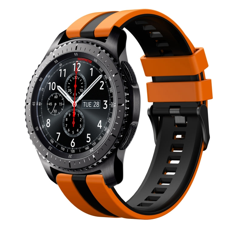 For Samsung Gear S3 Frontier 22mm Two Color Sports Silicone Watch Band(Orange+Black) by bashfashion