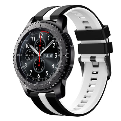 For Samsung Gear S3 Frontier 22mm Two Color Sports Silicone Watch Band(Black+White) by bashfashion