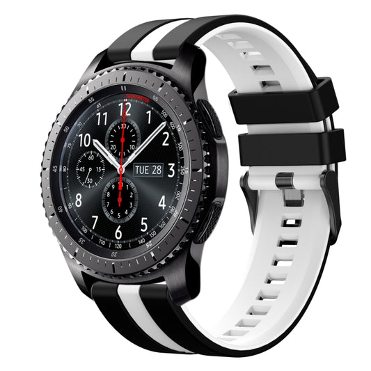 For Samsung Gear S3 Frontier 22mm Two Color Sports Silicone Watch Band(Black+White) by bashfashion