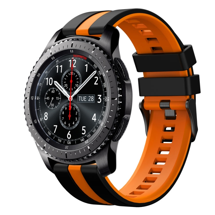 For Samsung Gear S3 Frontier 22mm Two Color Sports Silicone Watch Band(Black+Orange) by bashfashion