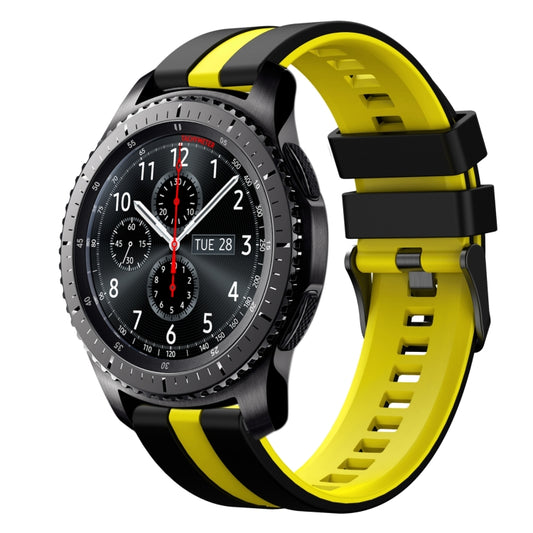 For Samsung Gear S3 Frontier 22mm Two Color Sports Silicone Watch Band(Black+Yellow) by bashfashion